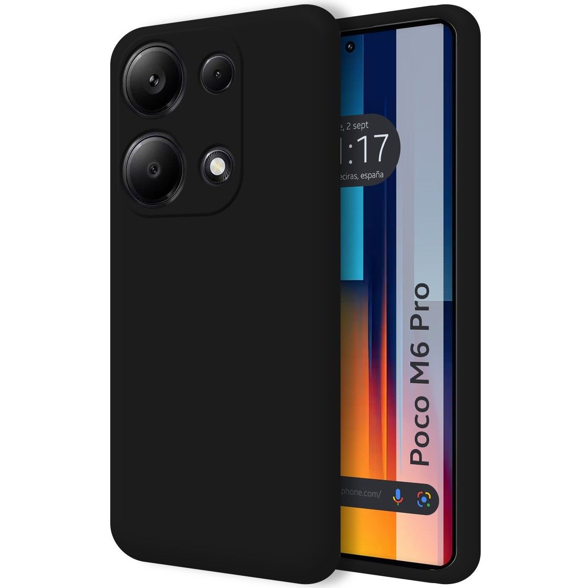 Funda Silicona Líquida Ultra Suave para Xiaomi Poco M6 Pro 4G color Negra