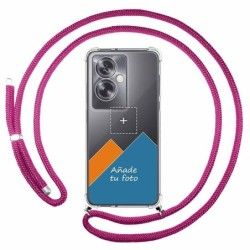 Personaliza tu Funda Colgante Transparente para Oppo A79 5G con Cordon Rosa Fucsia Dibujo Personalizada
