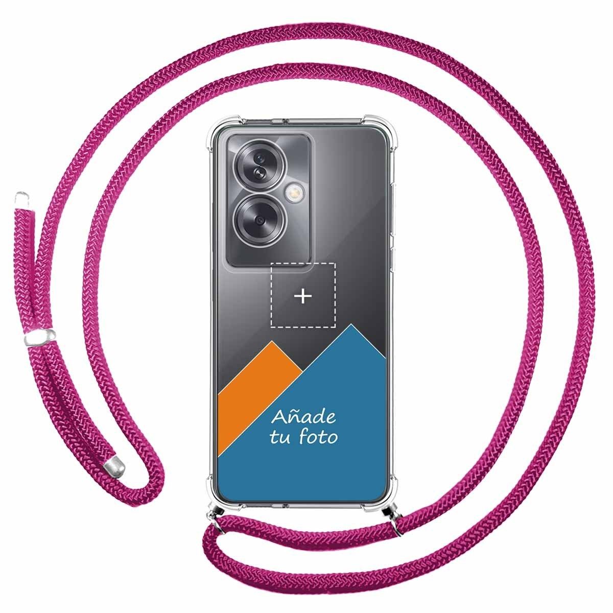 Personaliza tu Funda Colgante Transparente para Oppo A79 5G con Cordon Rosa Fucsia Dibujo Personalizada