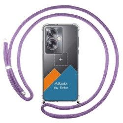 Personaliza tu Funda Colgante Transparente para Oppo A79 5G con Cordon Morado Dibujo Personalizada