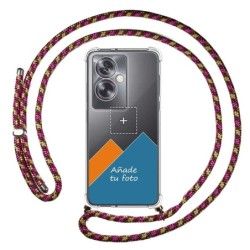 Personaliza tu Funda Colgante Transparente para Oppo A79 5G con Cordon Rosa / Dorado Dibujo Personalizada