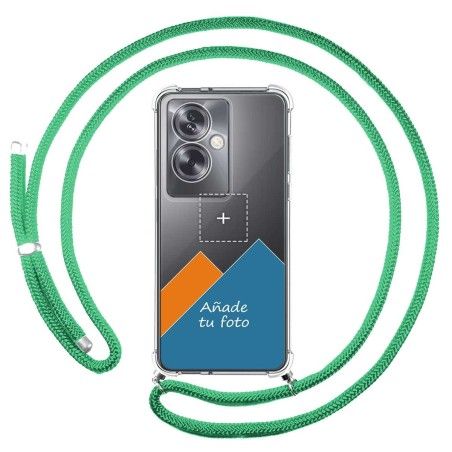 Personaliza tu Funda Colgante Transparente para Oppo A79 5G con Cordon Verde Agua Dibujo Personalizada