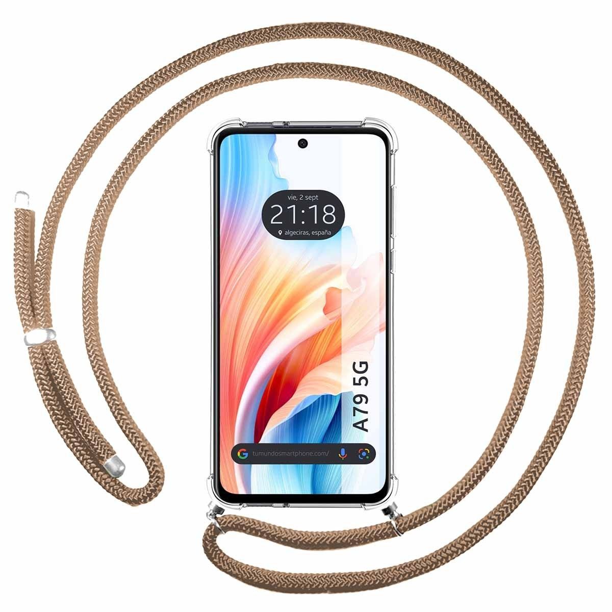 Funda Colgante Transparente para Oppo A79 5G con Cordon Camel