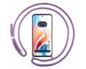 Funda Colgante Transparente para Oppo A79 5G con Cordon Morado