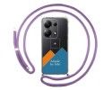 Personaliza tu Funda Colgante Transparente para Xiaomi Redmi Note 13 Pro 4G con Cordon Morado Dibujo Personalizada