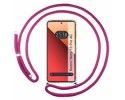 Funda Colgante Transparente para Xiaomi Redmi Note 13 Pro 4G con Cordon Rosa Fucsia