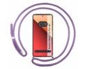 Funda Colgante Transparente para Xiaomi Redmi Note 13 Pro 4G con Cordon Morado