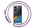 Personaliza tu Funda Colgante Transparente para Xiaomi Redmi Note 13 Pro+ Plus 5G con Cordon Morado Dibujo Personalizada