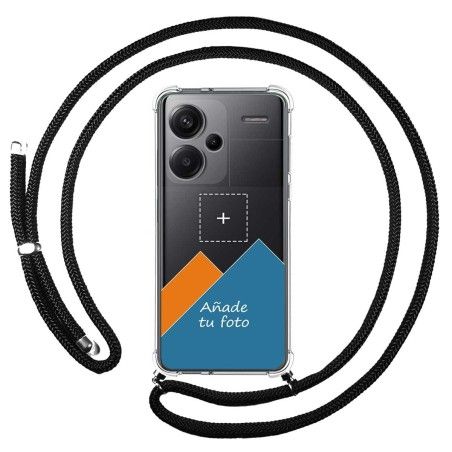 Personaliza tu Funda Colgante Transparente para Xiaomi Redmi Note 13 Pro+ Plus 5G con Cordon Negro Dibujo Personalizada