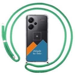 Personaliza tu Funda Colgante Transparente para Xiaomi Redmi Note 13 Pro+ Plus 5G con Cordon Verde Agua Dibujo Personalizada