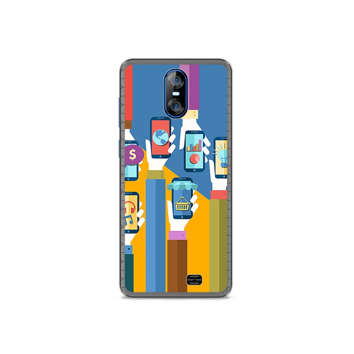 Funda Gel Tpu para Homtom S12 Diseño Apps Dibujos