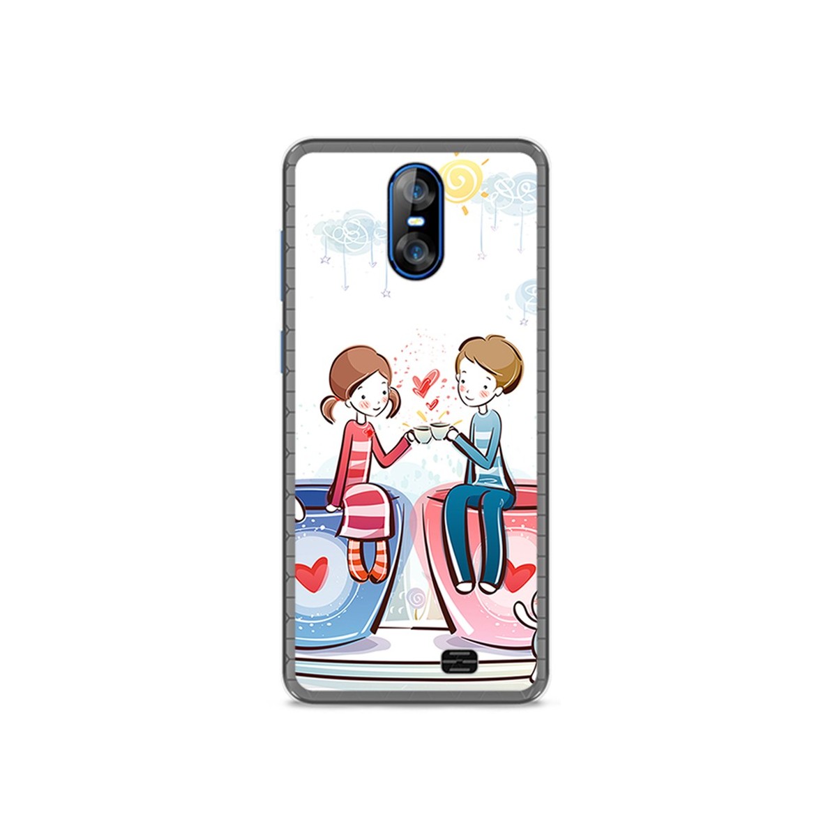 Funda Gel Tpu para Homtom S12 Diseño Cafe Dibujos