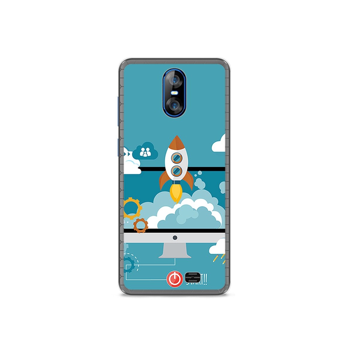 Funda Gel Tpu para Homtom S12 Diseño Cohete Dibujos