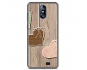 Funda Gel Tpu para Homtom S12 Diseño Corazones Madera Dibujos