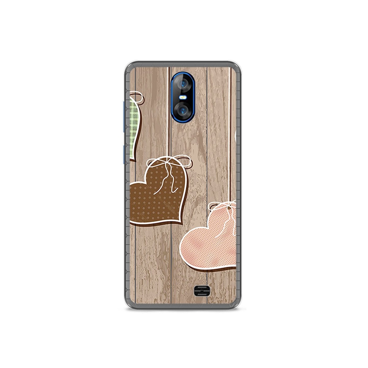 Funda Gel Tpu para Homtom S12 Diseño Corazones Madera Dibujos