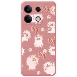 Funda Silicona Líquida Rosa para Xiaomi Redmi Note 13 5G diseño Cerdos Dibujos