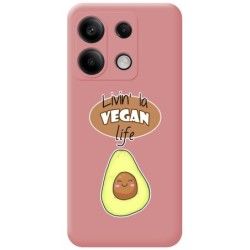 Funda Silicona Líquida Rosa para Xiaomi Redmi Note 13 5G diseño Vegan Life Dibujos