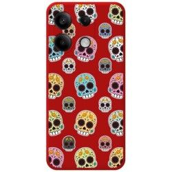 Funda Silicona Líquida Roja para Xiaomi Redmi Note 13 5G diseño Catrina Dibujos