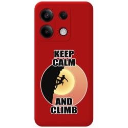 Funda Silicona Líquida Roja para Xiaomi Redmi Note 13 5G diseño Mujer Escalada Dibujos