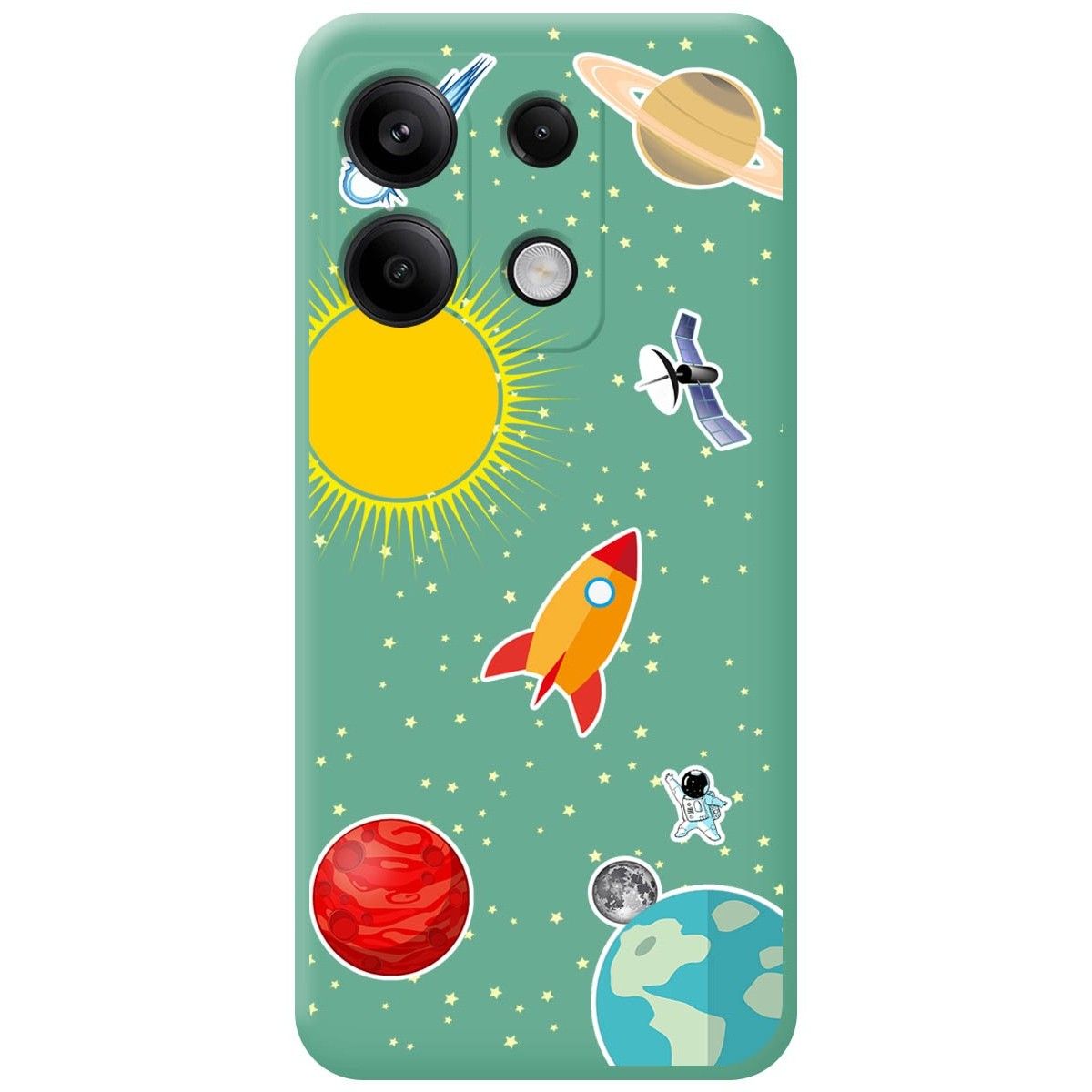 Funda Silicona Líquida Verde para Xiaomi Redmi Note 13 5G diseño Espacio Dibujos