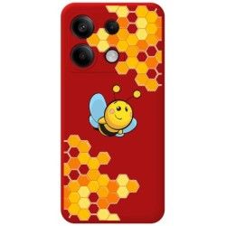 Funda Silicona Líquida Roja para Xiaomi Redmi Note 13 Pro 5G diseño Abeja Dibujos