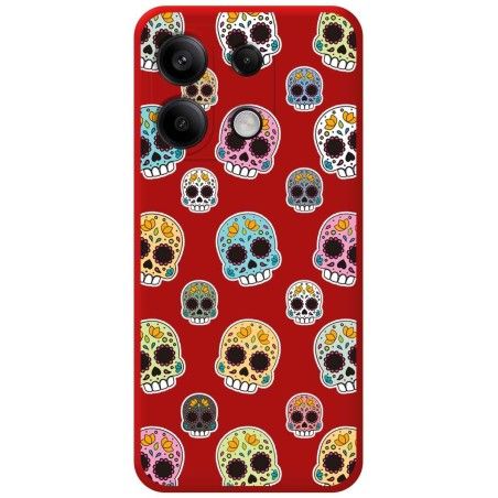 Funda Silicona Líquida Roja para Xiaomi Redmi Note 13 Pro 5G diseño Catrina Dibujos