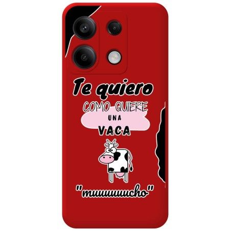 Funda Silicona Líquida Roja para Xiaomi Redmi Note 13 Pro 5G diseño Vaca Dibujos