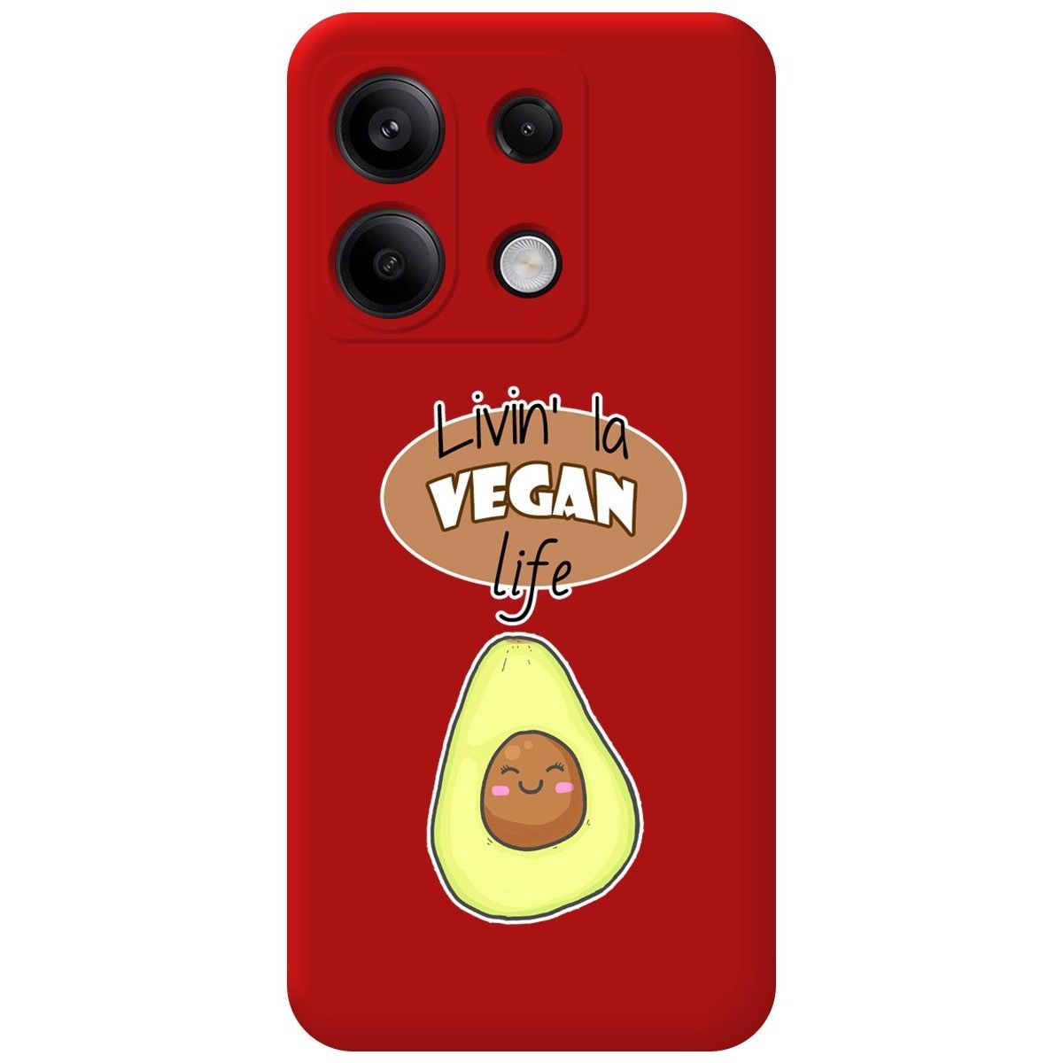 Funda Silicona Líquida Roja para Xiaomi Redmi Note 13 Pro 5G diseño Vegan Life Dibujos