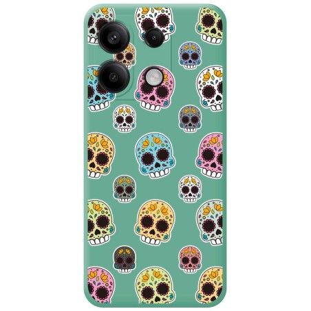 Funda Silicona Líquida Verde para Xiaomi Redmi Note 13 Pro 5G diseño Catrina Dibujos
