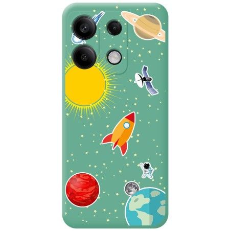 Funda Silicona Líquida Verde para Xiaomi Redmi Note 13 Pro 5G diseño Espacio Dibujos