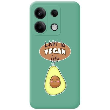 Funda Silicona Líquida Verde para Xiaomi Redmi Note 13 Pro 5G diseño Vegan Life Dibujos