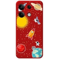 Funda Silicona Líquida Roja para Xiaomi Poco X6 5G diseño Espacio Dibujos