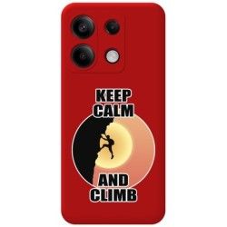 Funda Silicona Líquida Roja para Xiaomi Poco X6 5G diseño Hombre Escalada Dibujos