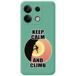 Funda Silicona Líquida Verde para Xiaomi Poco X6 5G diseño Hombre Escalada Dibujos