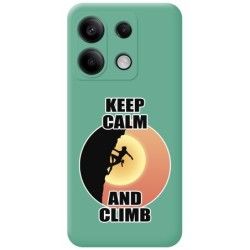 Funda Silicona Líquida Verde para Xiaomi Poco X6 5G diseño Mujer Escalada Dibujos