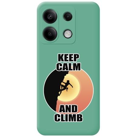 Funda Silicona Líquida Verde para Xiaomi Poco X6 5G diseño Mujer Escalada Dibujos