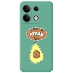Funda Silicona Líquida Verde para Xiaomi Poco X6 5G diseño Vegan Life Dibujos