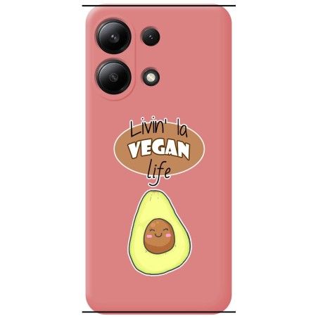 Funda Silicona Líquida Rosa para Xiaomi Redmi Note 13 4G diseño Vegan Life Dibujos