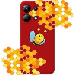 Funda Silicona Líquida Roja para Xiaomi Redmi Note 13 4G diseño Abeja Dibujos