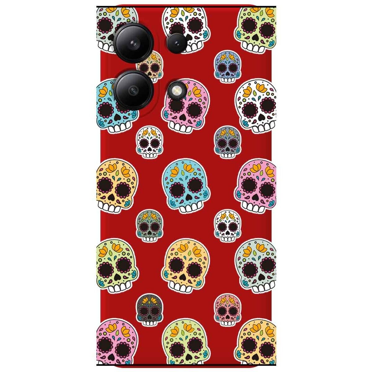 Funda Silicona Líquida Roja para Xiaomi Redmi Note 13 4G diseño Catrina Dibujos