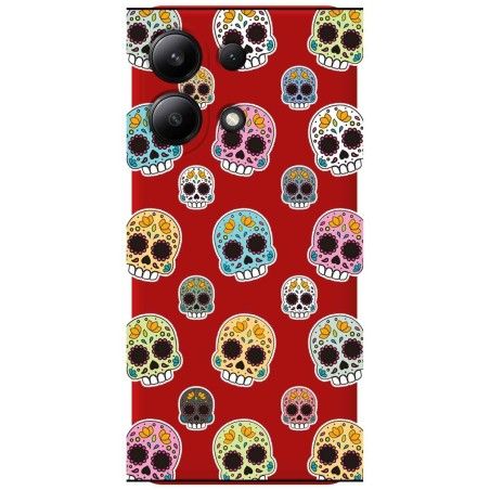 Funda Silicona Líquida Roja para Xiaomi Redmi Note 13 4G diseño Catrina Dibujos