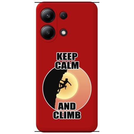 Funda Silicona Líquida Roja para Xiaomi Redmi Note 13 4G diseño Mujer Escalada Dibujos