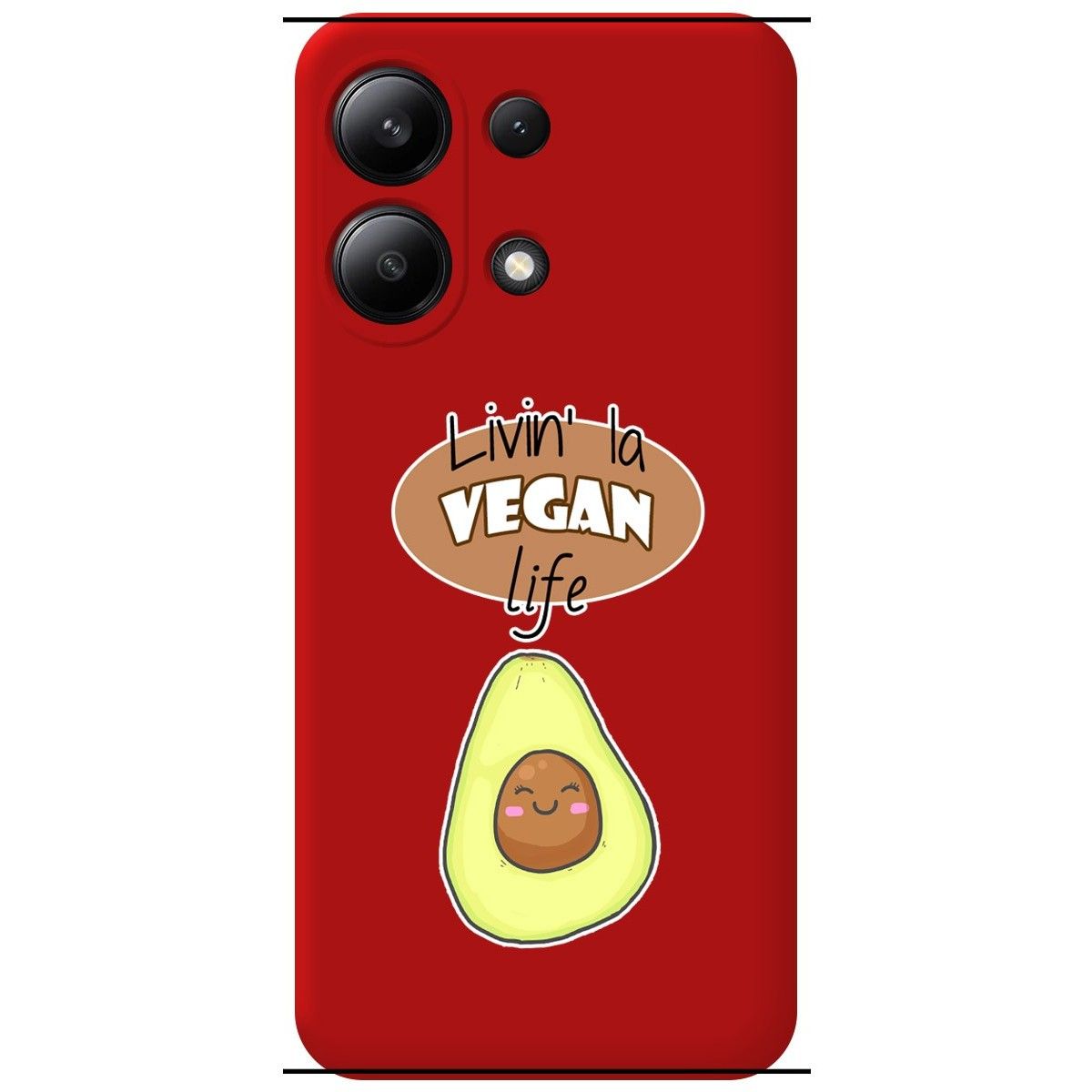 Funda Silicona Líquida Roja para Xiaomi Redmi Note 13 4G diseño Vegan Life Dibujos