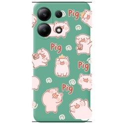 Funda Silicona Líquida Verde para Xiaomi Redmi Note 13 4G diseño Cerdos Dibujos