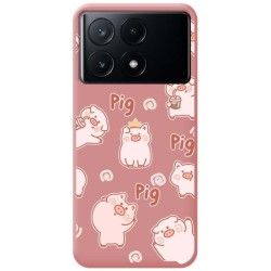 Funda Silicona Líquida Rosa para Xiaomi Poco X6 Pro 5G diseño Cerdos Dibujos