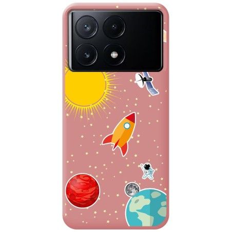 Funda Silicona Líquida Rosa para Xiaomi Poco X6 Pro 5G diseño Espacio Dibujos