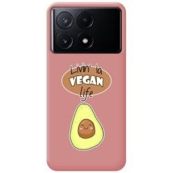 Funda Silicona Líquida Rosa para Xiaomi Poco X6 Pro 5G diseño Vegan Life Dibujos