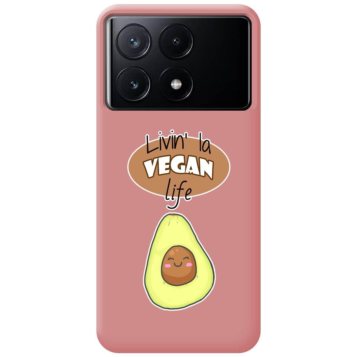 Funda Silicona Líquida Rosa para Xiaomi Poco X6 Pro 5G diseño Vegan Life Dibujos