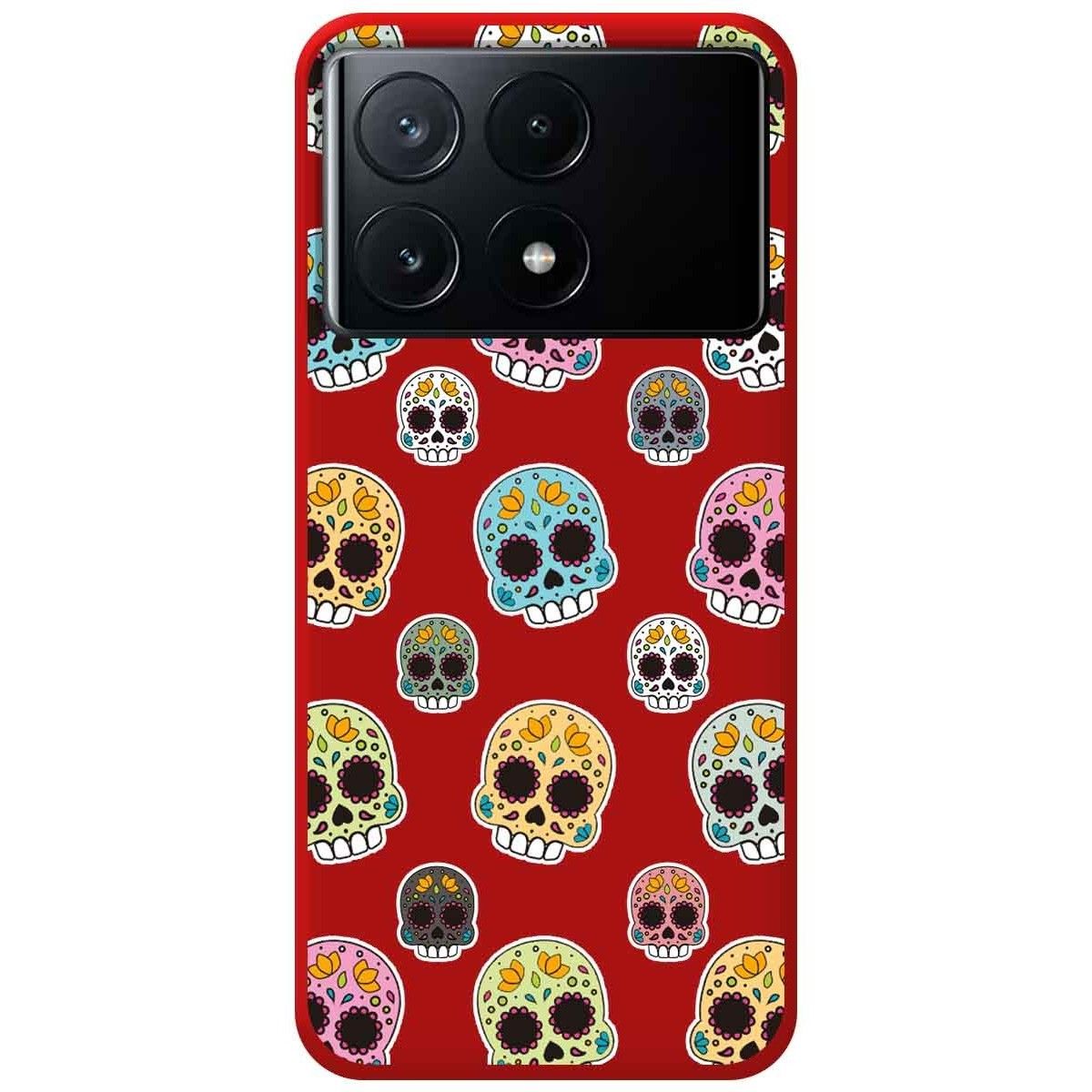 Funda Silicona Líquida Roja para Xiaomi Poco X6 Pro 5G diseño Catrina Dibujos