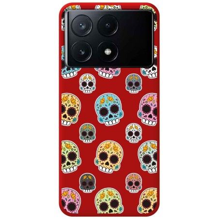 Funda Silicona Líquida Roja para Xiaomi Poco X6 Pro 5G diseño Catrina Dibujos